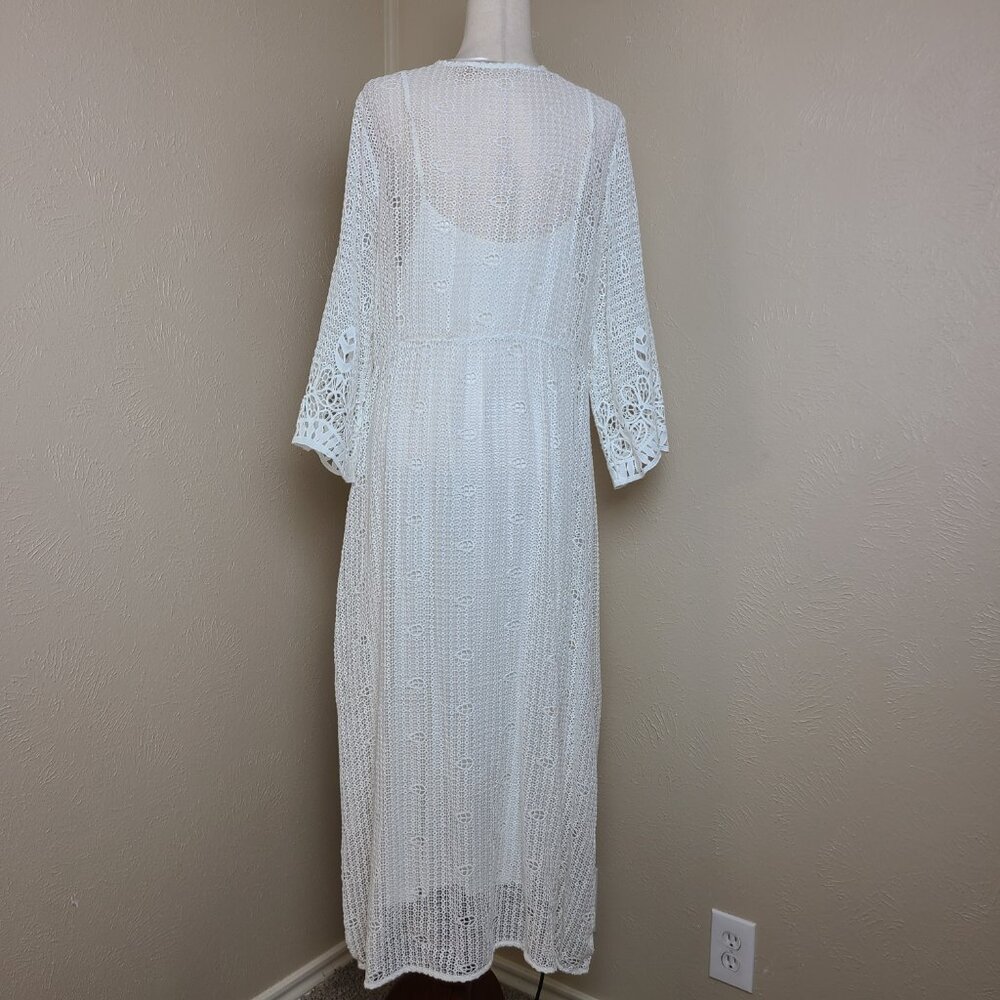 NWOT Soft Surroundings Long Sleeves White Lace Crochet Maxi Dress Size XL A561 - Picture 4 of 16